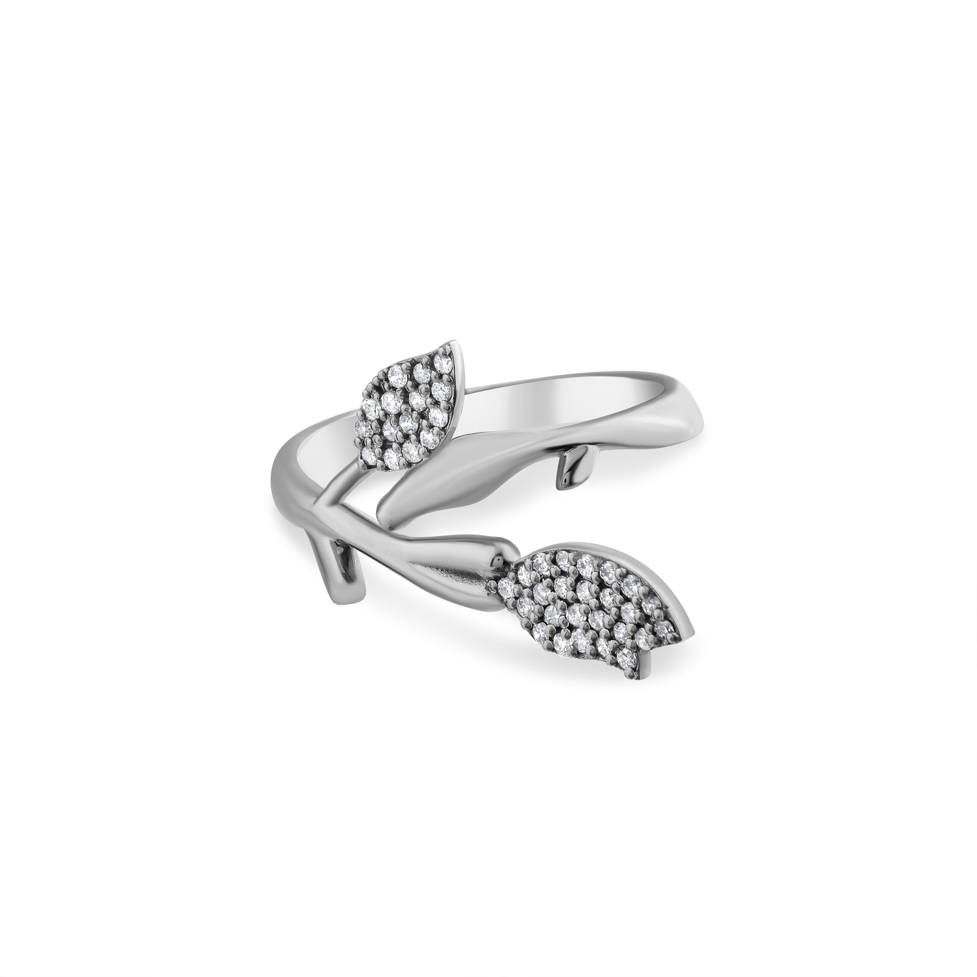 0.26 Carat Natural Diamond Leaf Figure Ring – Fine Jewelry Design - Gold Stone Diamond