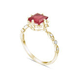 0.78 Carat Natural Diamond and Rhodolite Ring – Fine Jewelry Design - Gold Stone Diamond