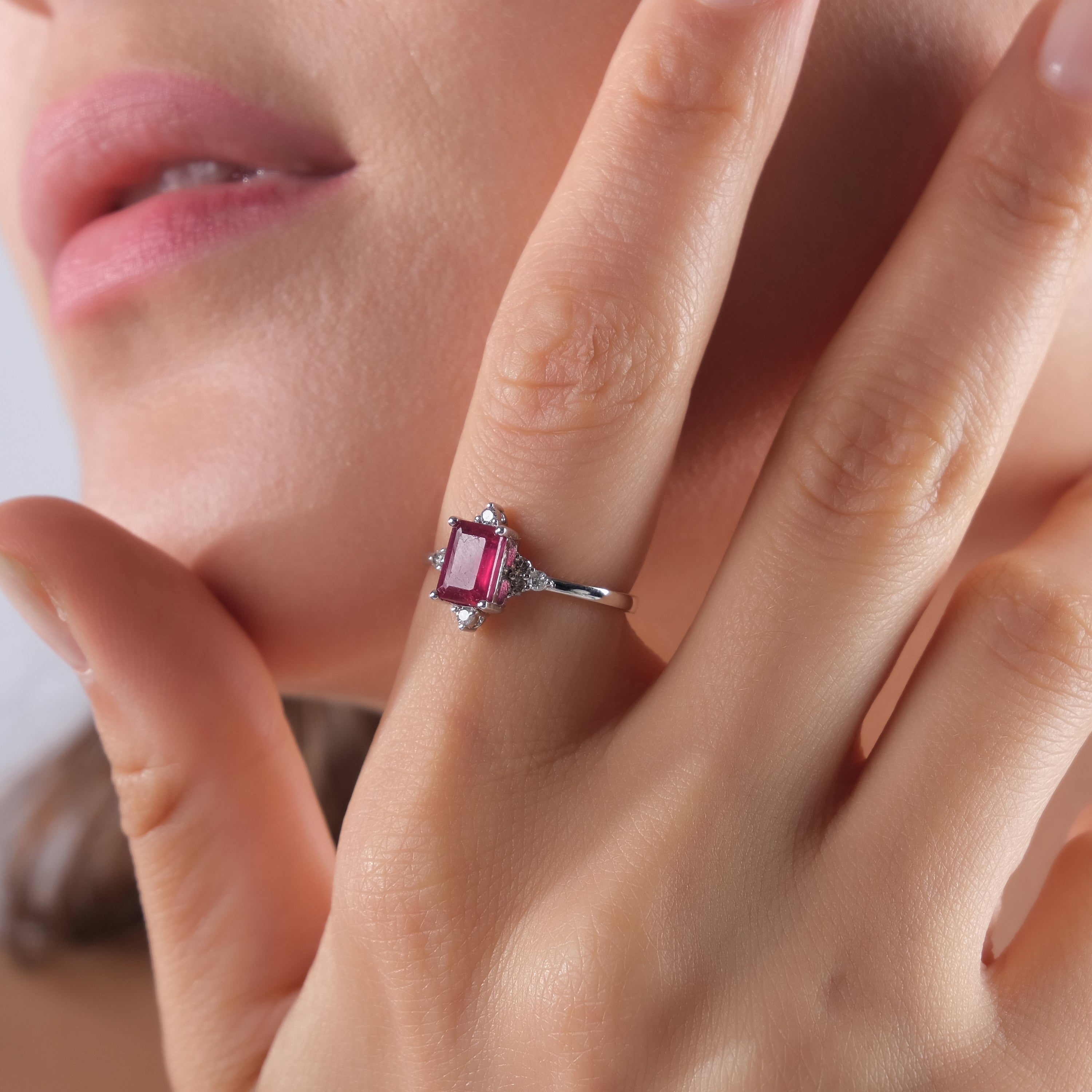 1.15 Carat Natural Diamond and Ruby Ring – Fine Jewelry Design - Gold Stone Diamond