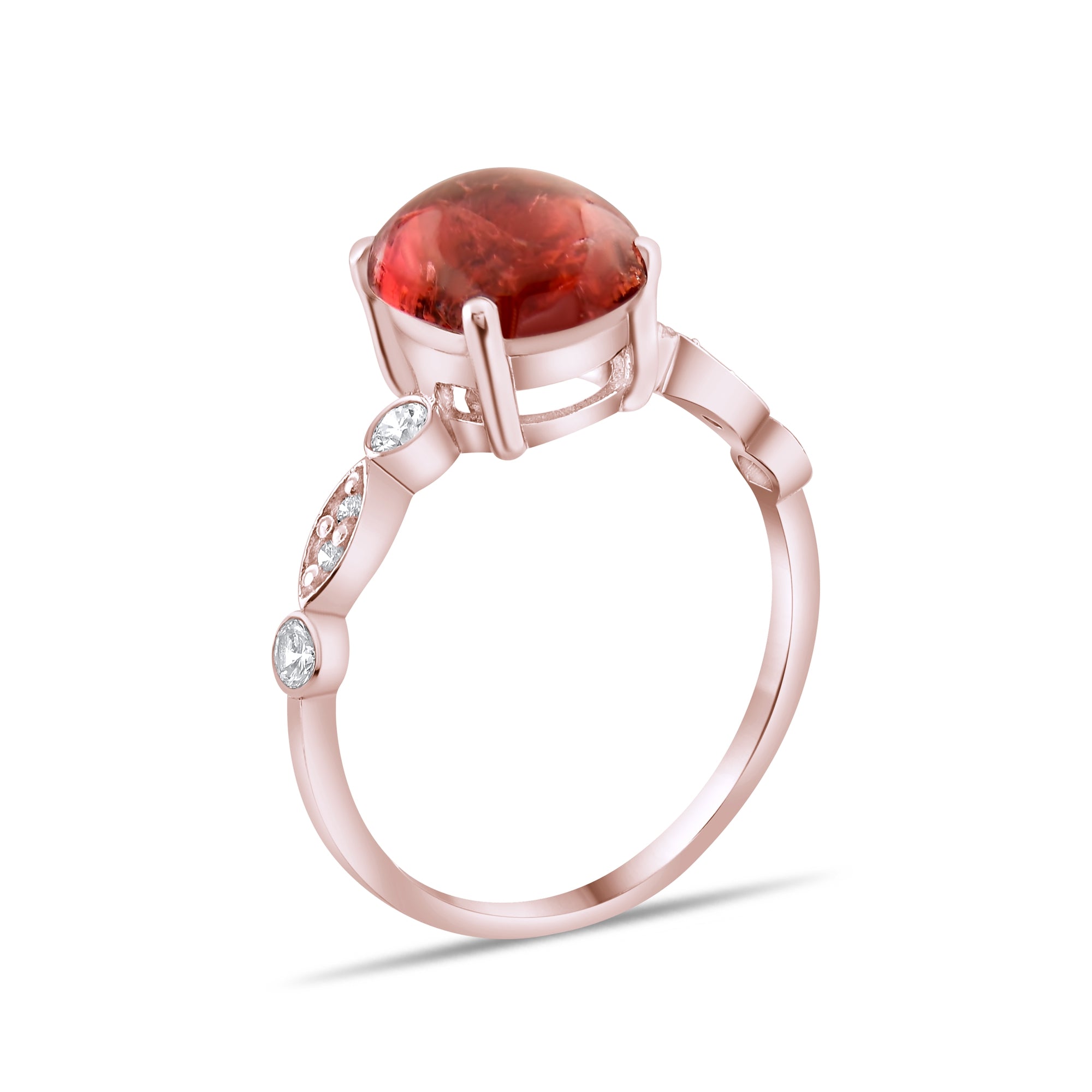 2.67 Carat Natural Diamond and Rhodolite Ring – Fine Jewelry Design - Gold Stone Diamond