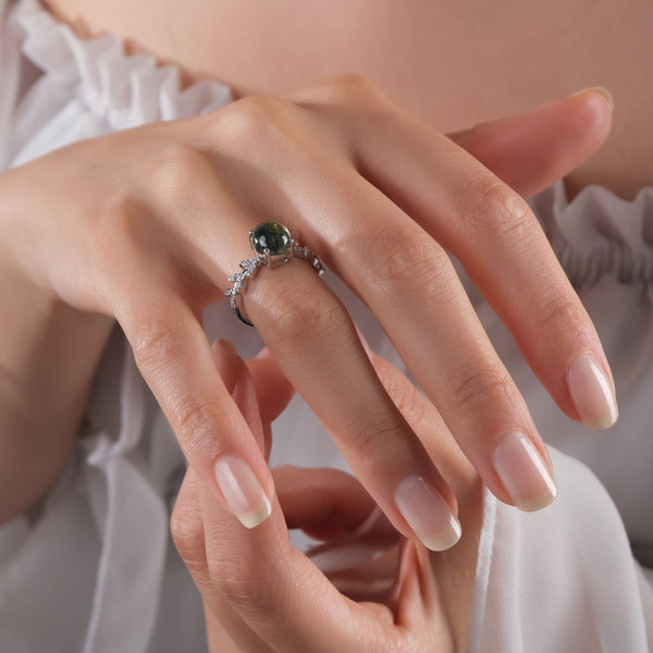 0.84 Carat Natural Diamond and Tourmaline Ring – Fine Jewelry