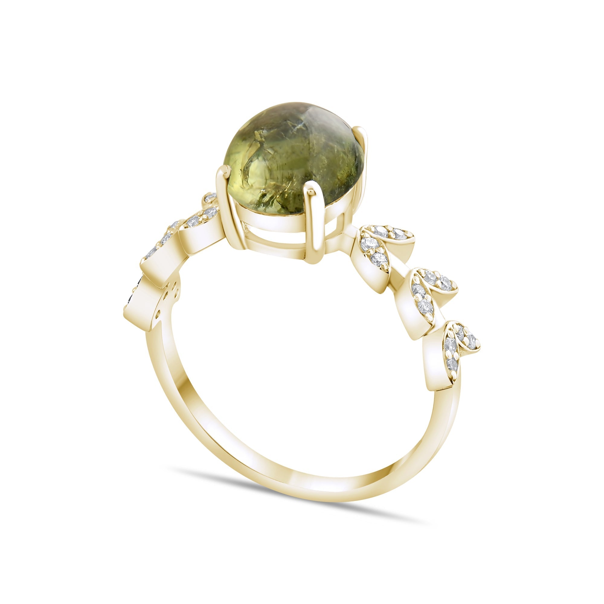 0.84 Carat Natural Diamond and Tourmaline Ring – Fine Jewelry - Gold Stone Diamond