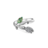 0.36 Carat Natural Diamond and Emerald Leaf Figure Ring - Gold Stone Diamond