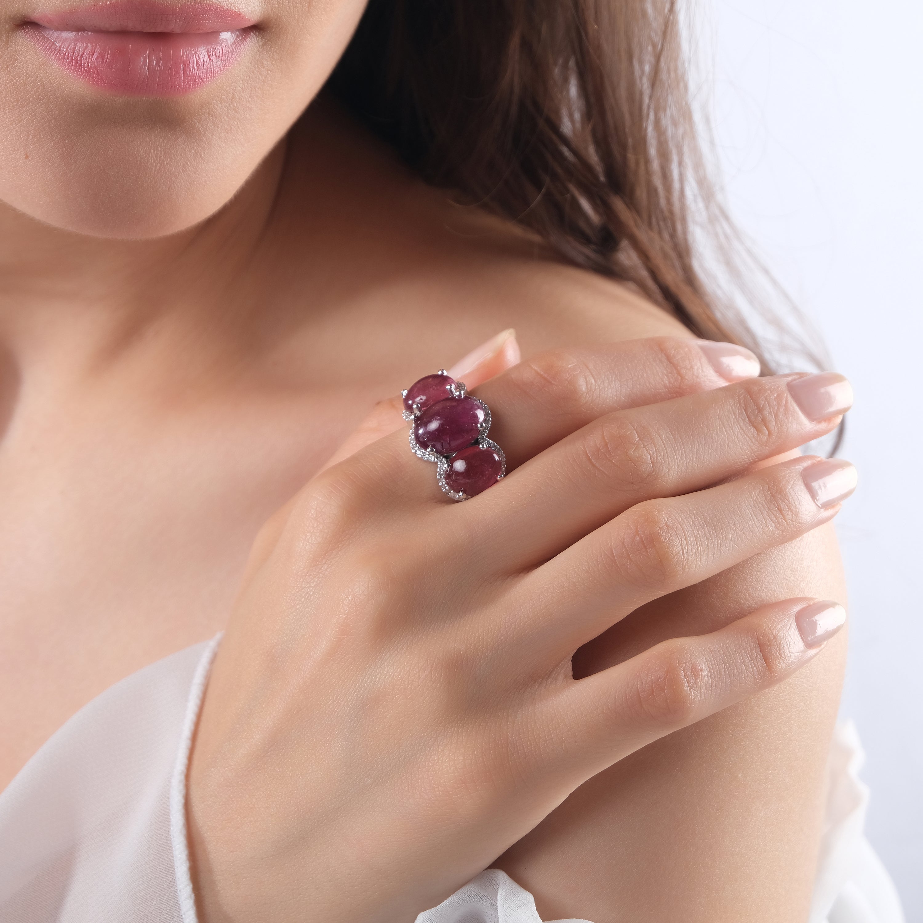14.38 Carat Natural Diamond and Ruby Ring – Elegant Fine Jewelry Design - Gold Stone Diamond