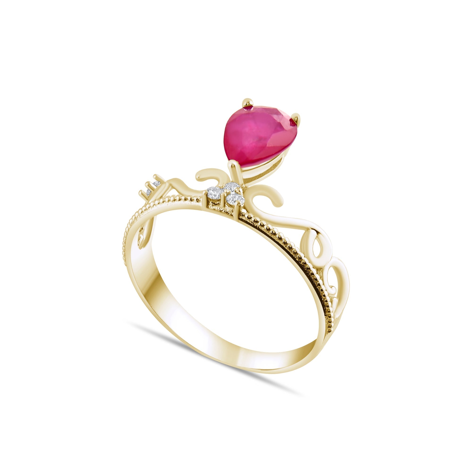 1.28 Carat Natural Diamond and Ruby Ring – Elegant Fine Jewelry Design - Gold Stone Diamond