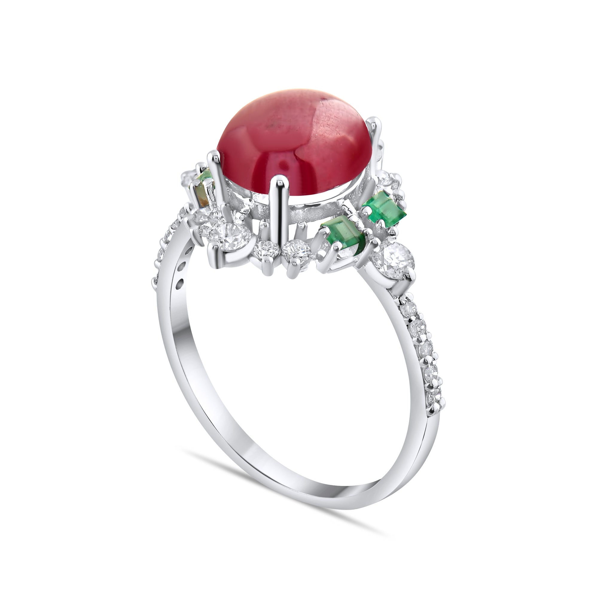 4.37 Carat Natural Diamond and Ruby Ring – Elegant Fine Jewelry Design - Gold Stone Diamond
