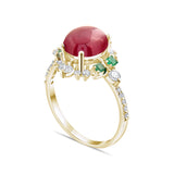 4.37 Carat Natural Diamond and Ruby Ring – Elegant Fine Jewelry Design - Gold Stone Diamond