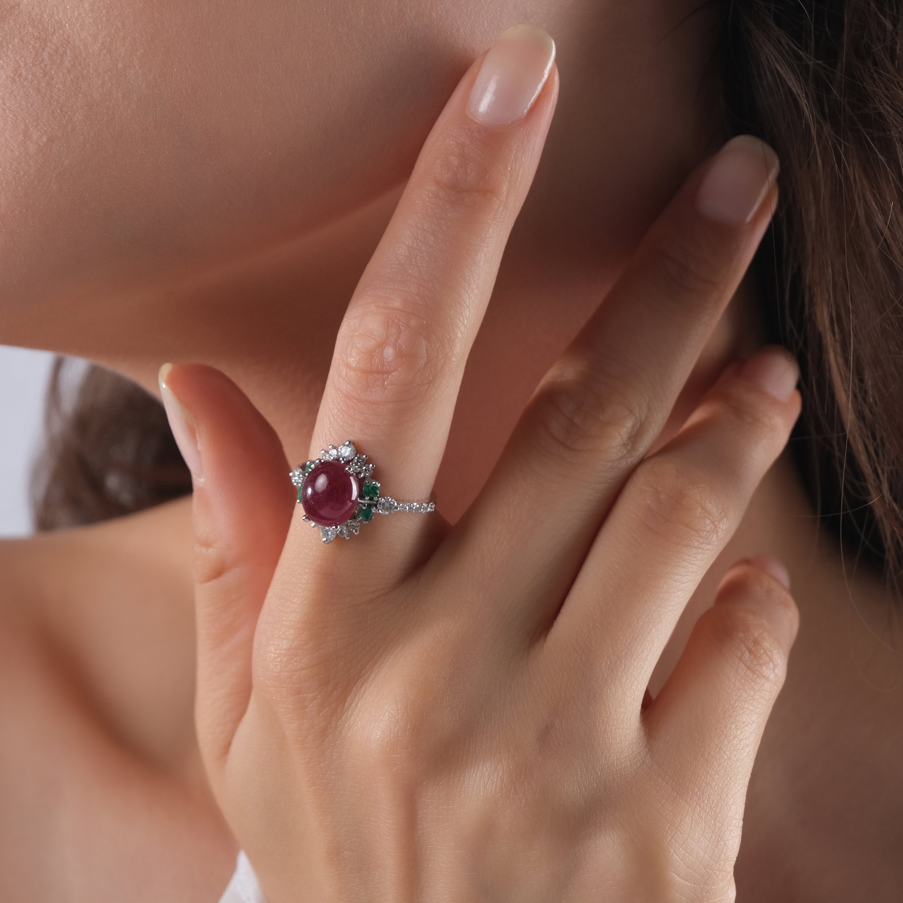 4.37 Carat Natural Diamond and Ruby Ring – Elegant Fine Jewelry Design - Gold Stone Diamond
