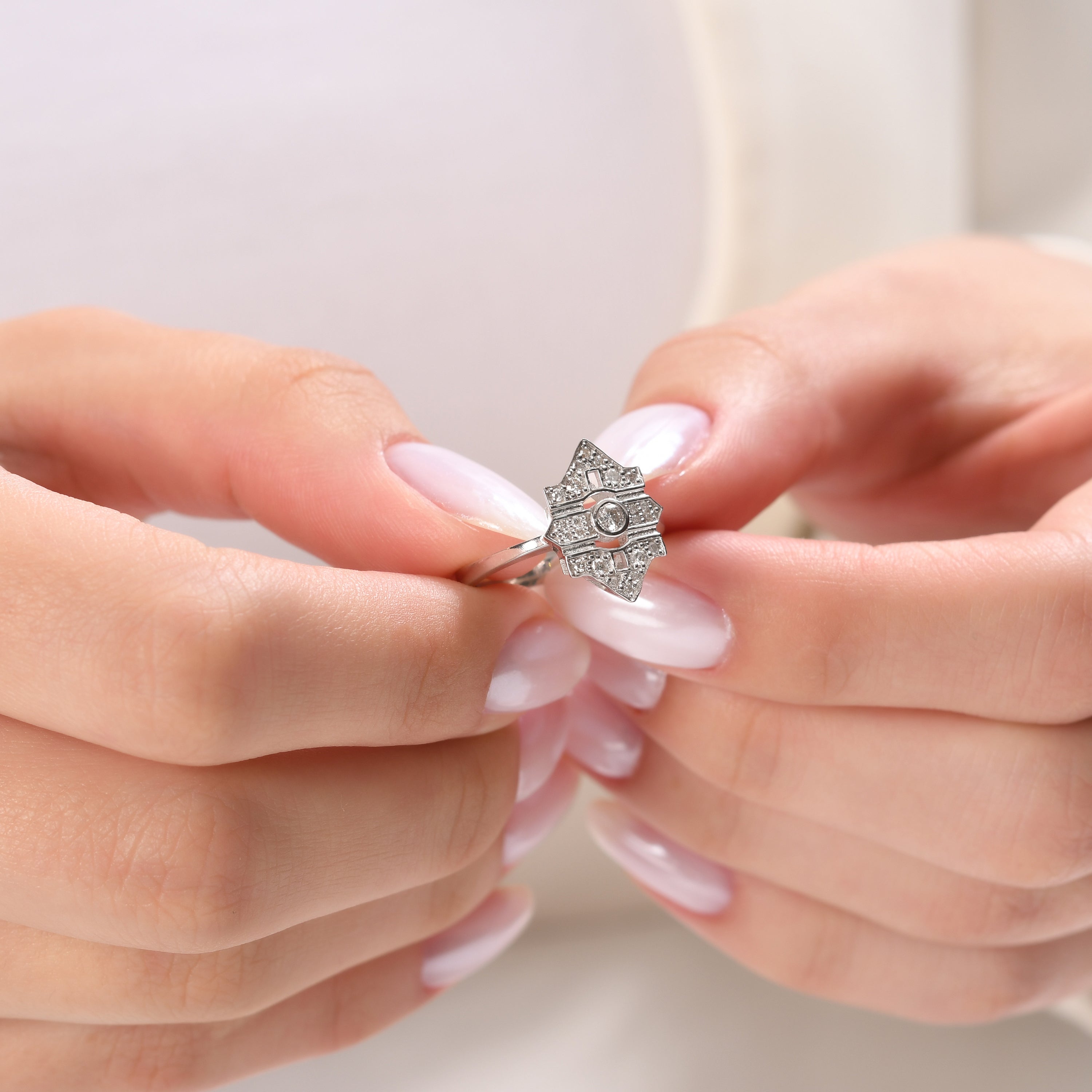 0.14 Carat Natural Diamond Ring – Fine Jewelry Design - Gold Stone Diamond