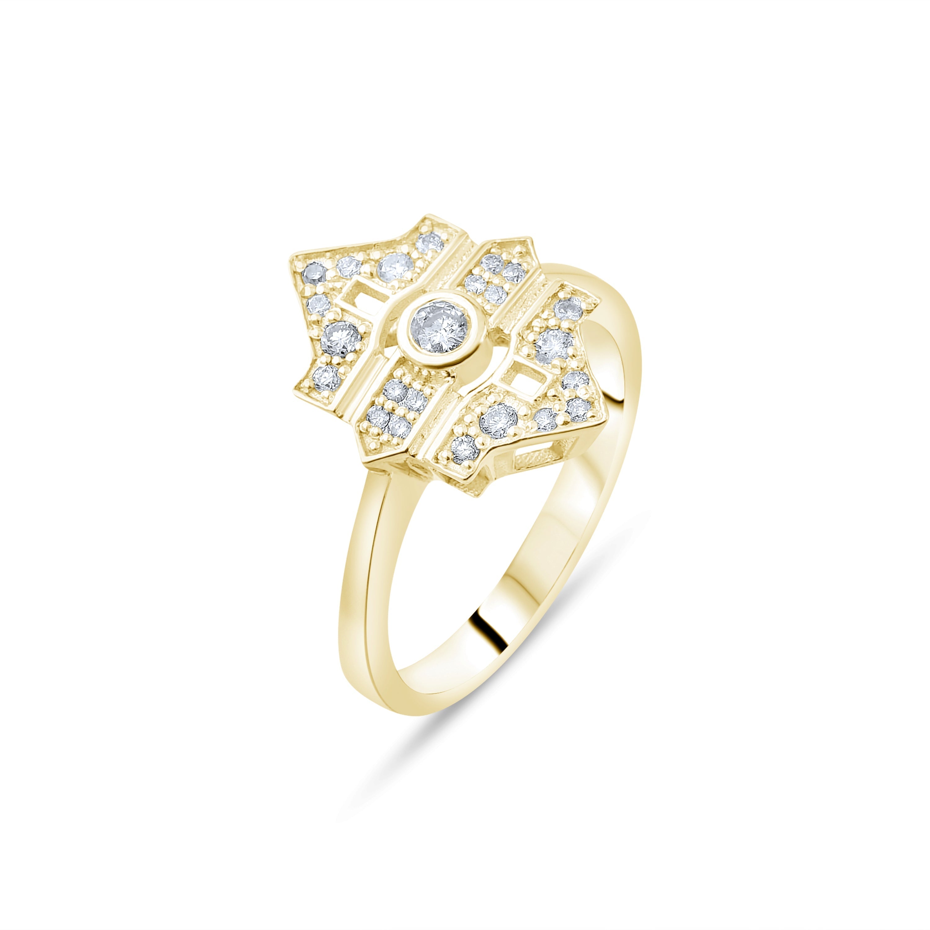 0.14 Carat Natural Diamond Ring – Fine Jewelry Design - Gold Stone Diamond