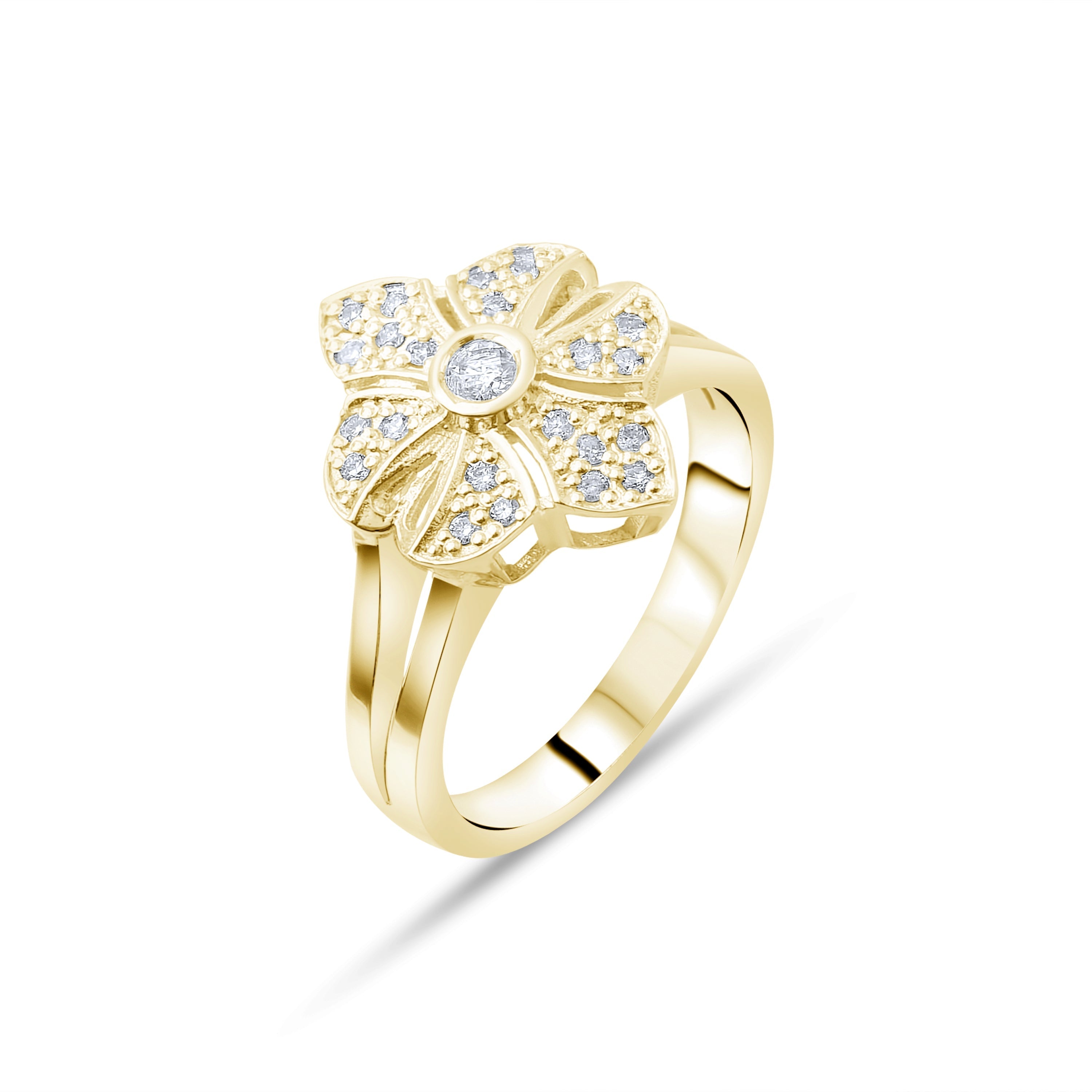 0.15 Carat Natural Diamond Ring – Fine Jewelry Design - Gold Stone Diamond
