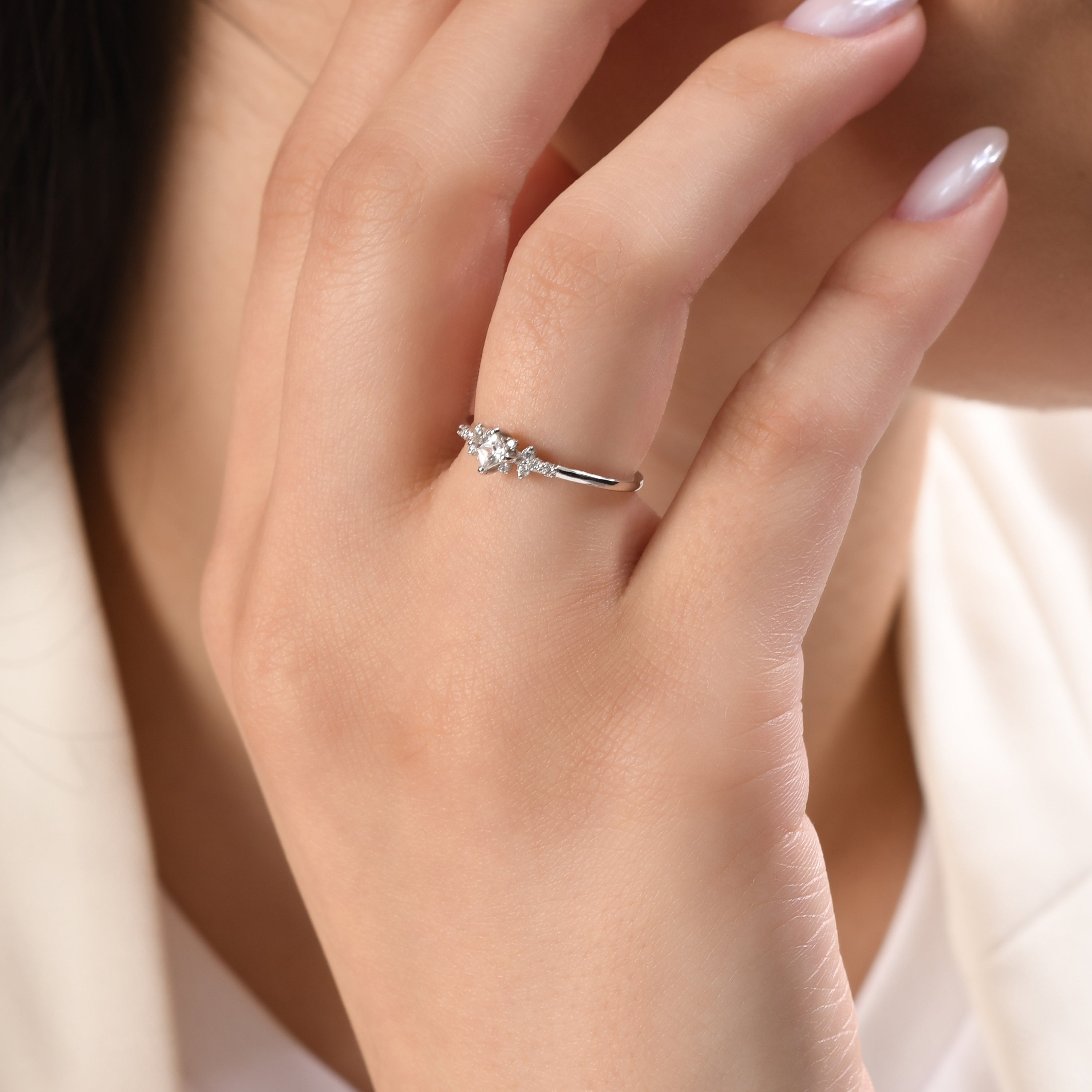 0.27 Carat Natural Diamond and Sapphire Ring – Fine Jewelry Design - Gold Stone Diamond