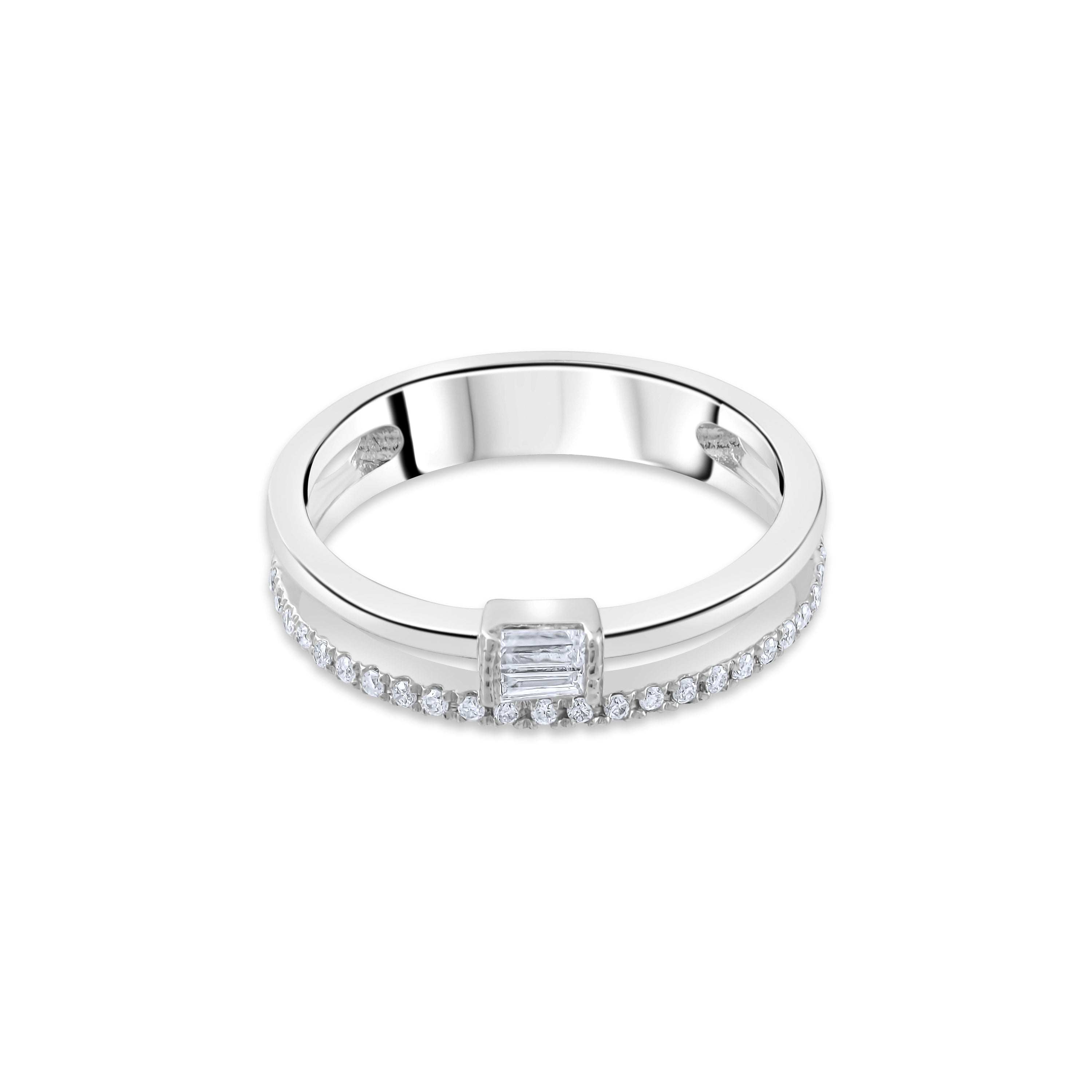 0.23 Carat Natural Baguette Diamond Ring – Fine Jewelry Design Style - Gold Stone Diamond