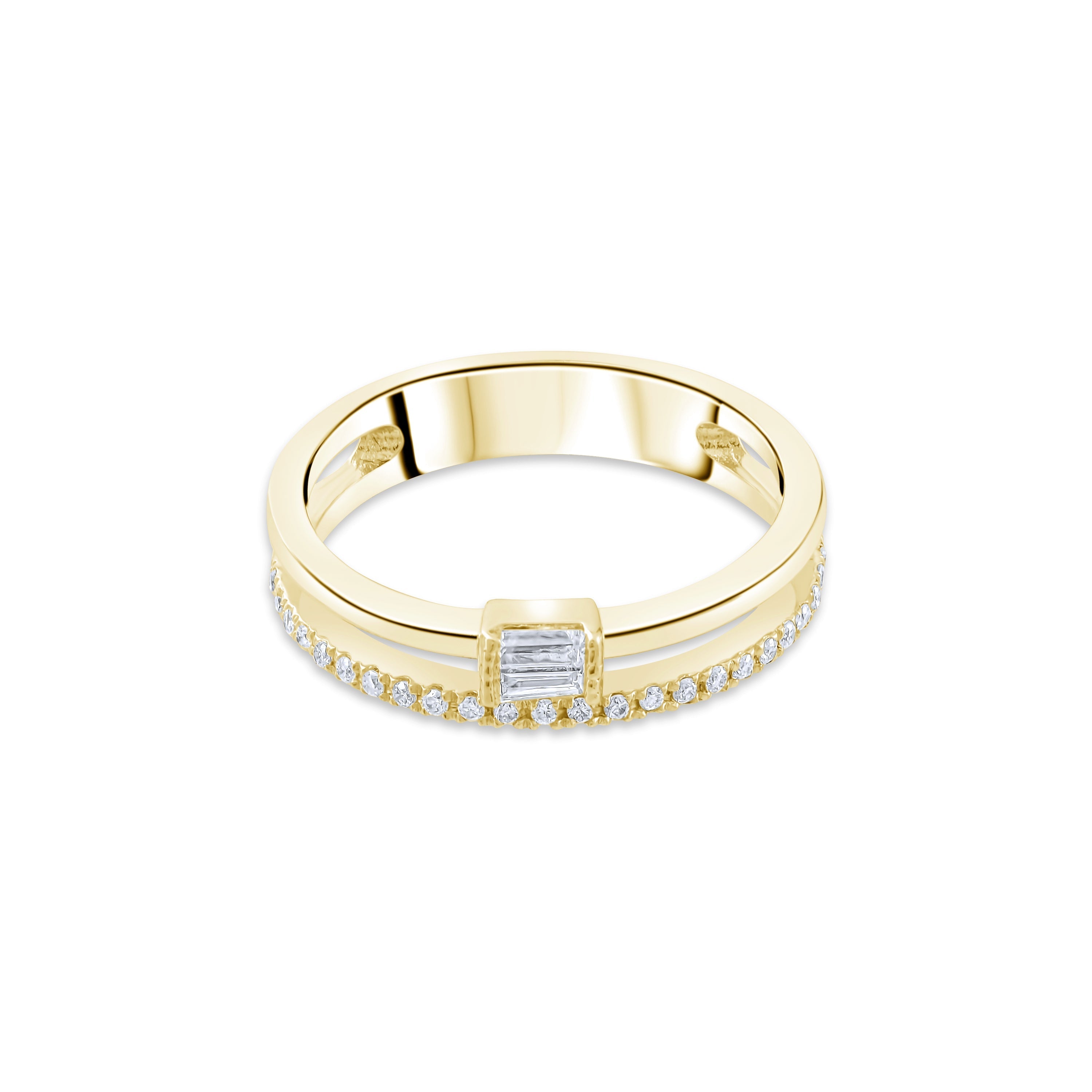 0.23 Carat Natural Baguette Diamond Ring – Fine Jewelry Design Style - Gold Stone Diamond