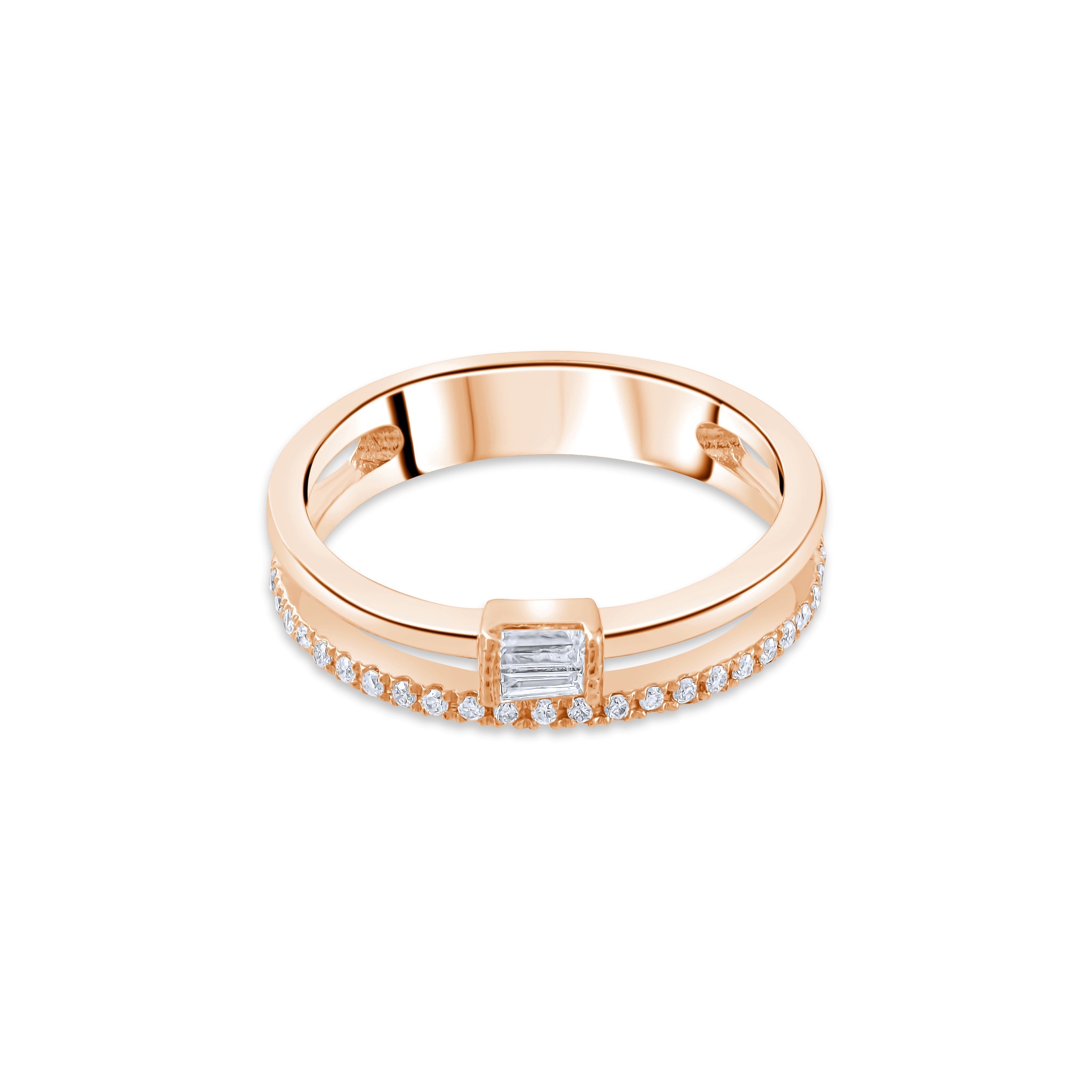 0.23 Carat Natural Baguette Diamond Ring – Fine Jewelry Design Style - Gold Stone Diamond
