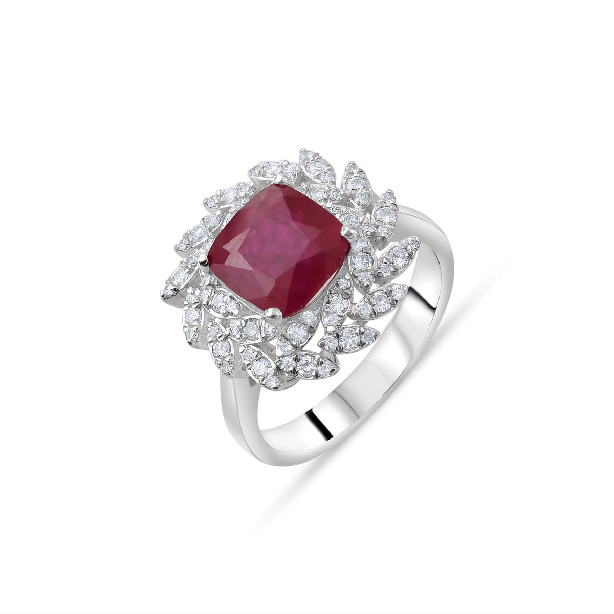 4.10 Carat Natural Diamond and Ruby Ring – Fine Jewelry Design - Gold Stone Diamond