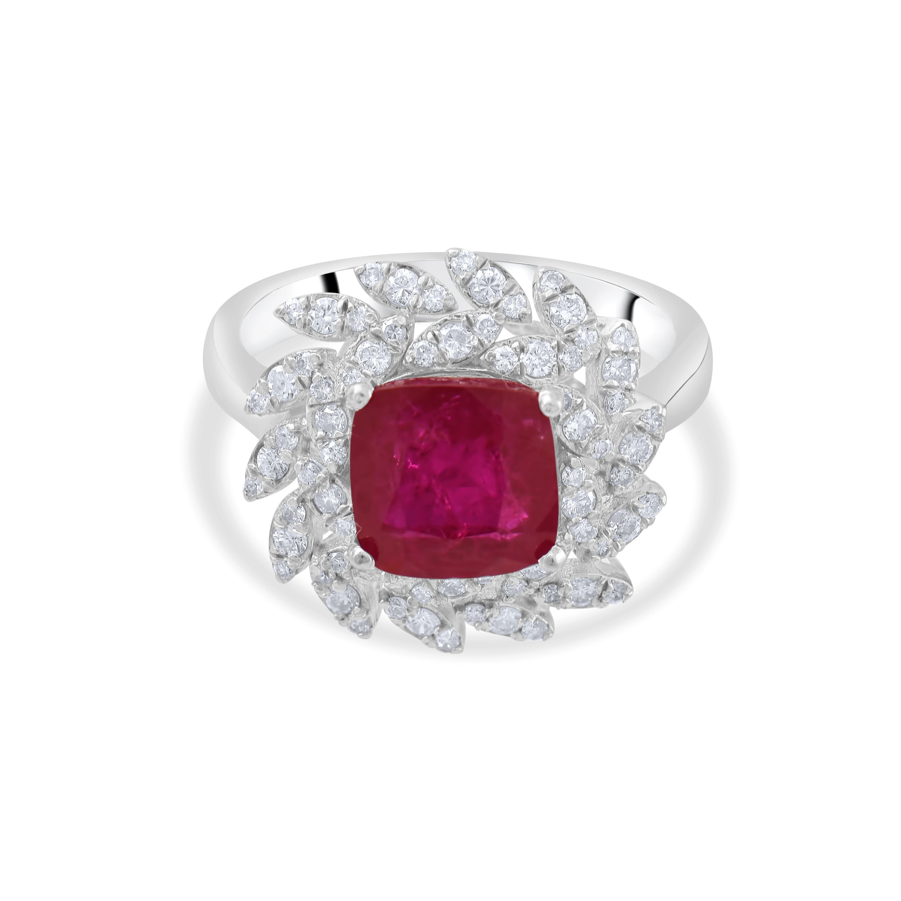 4.10 Carat Natural Diamond and Ruby Ring – Fine Jewelry Design - Gold Stone Diamond