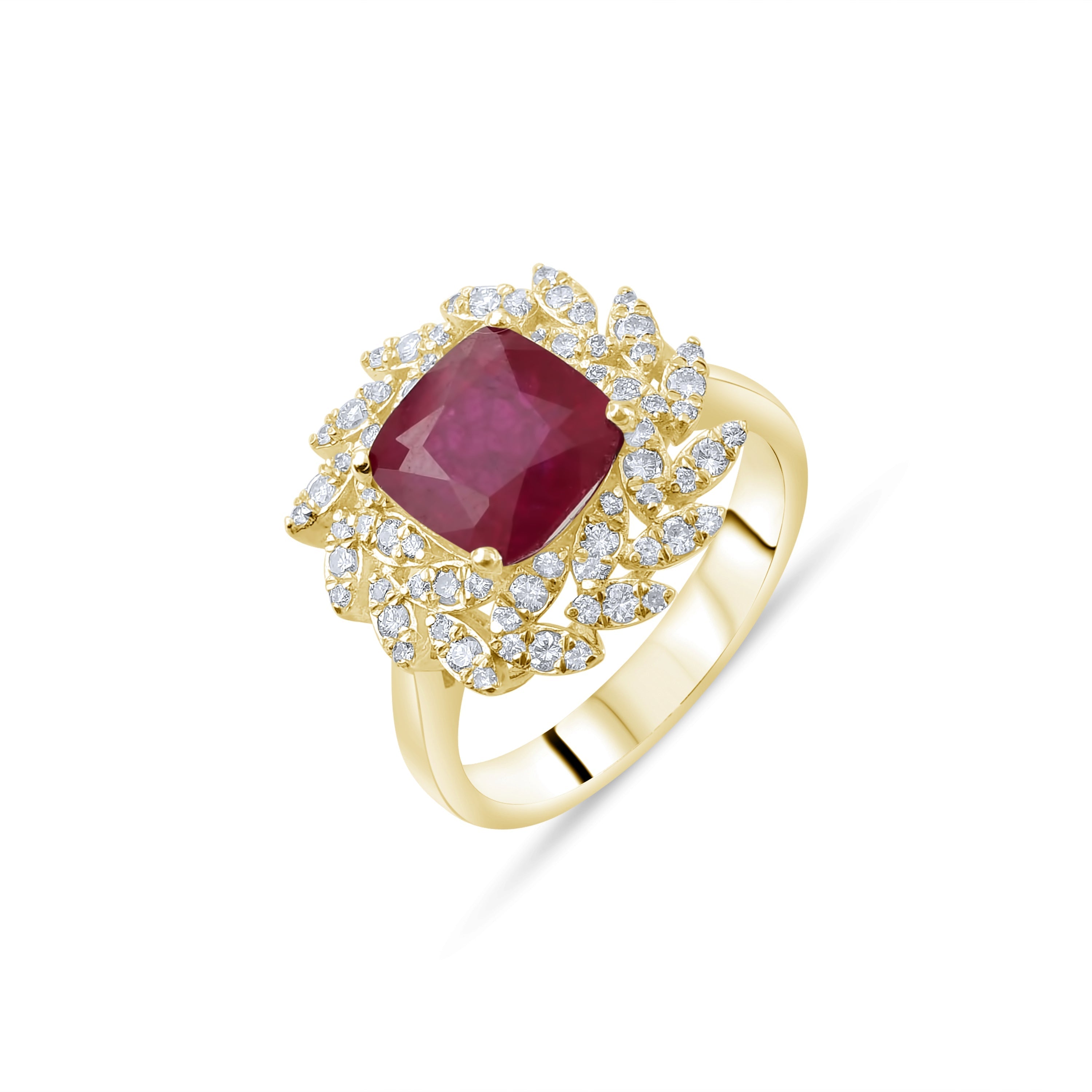 4.10 Carat Natural Diamond and Ruby Ring – Fine Jewelry Design - Gold Stone Diamond