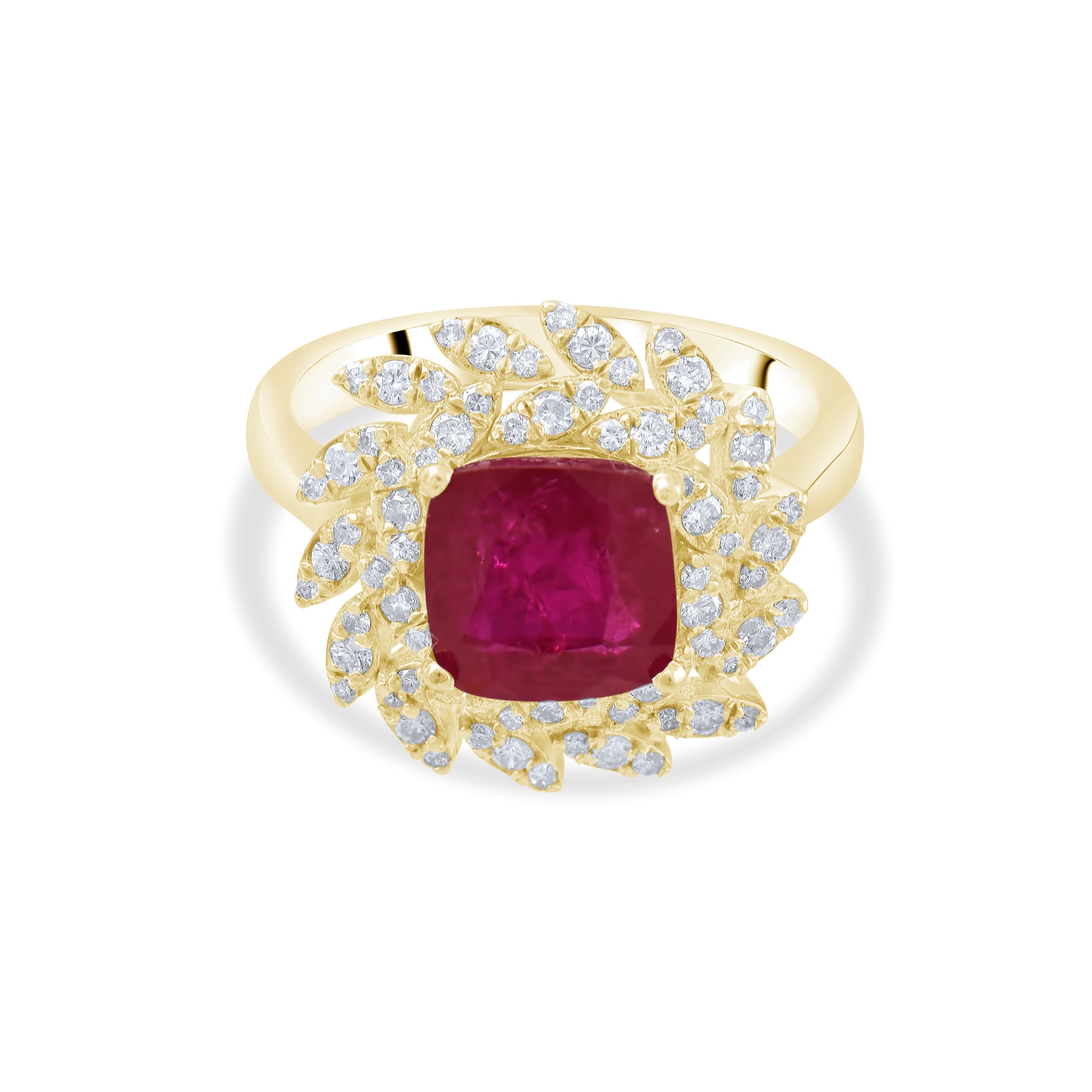 4.10 Carat Natural Diamond and Ruby Ring – Fine Jewelry Design - Gold Stone Diamond