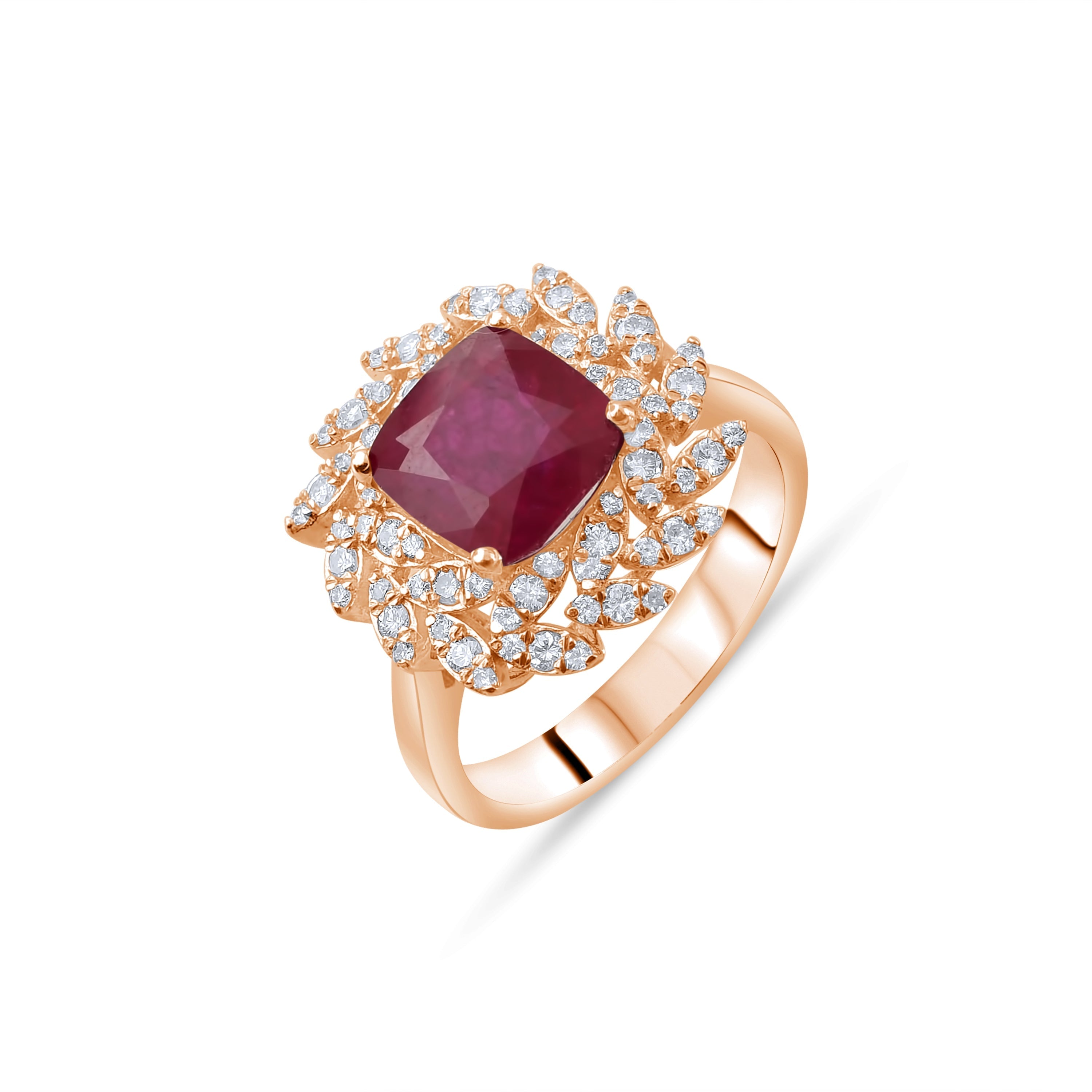 4.10 Carat Natural Diamond and Ruby Ring – Fine Jewelry Design - Gold Stone Diamond