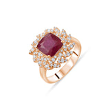 4.10 Carat Natural Diamond and Ruby Ring – Fine Jewelry Design - Gold Stone Diamond