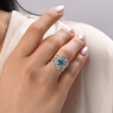 4.50 Carat Natural Diamond and Blue Topaz Ring – Fine Jewelry Design - Gold Stone Diamond
