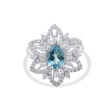4.50 Carat Natural Diamond and Blue Topaz Ring – Fine Jewelry Design - Gold Stone Diamond