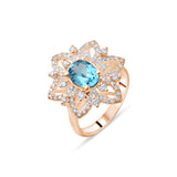 4.50 Carat Natural Diamond and Blue Topaz Ring – Fine Jewelry Design - Gold Stone Diamond