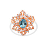 4.50 Carat Natural Diamond and Blue Topaz Ring – Fine Jewelry Design - Gold Stone Diamond