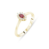 0.23 Carat Natural Diamond and Ruby Ring – Fine Jewelry Design - Gold Stone Diamond