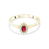 0.23 Carat Natural Diamond and Ruby Ring – Fine Jewelry Design - Gold Stone Diamond