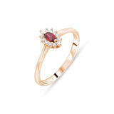 0.23 Carat Natural Diamond and Ruby Ring – Fine Jewelry Design - Gold Stone Diamond