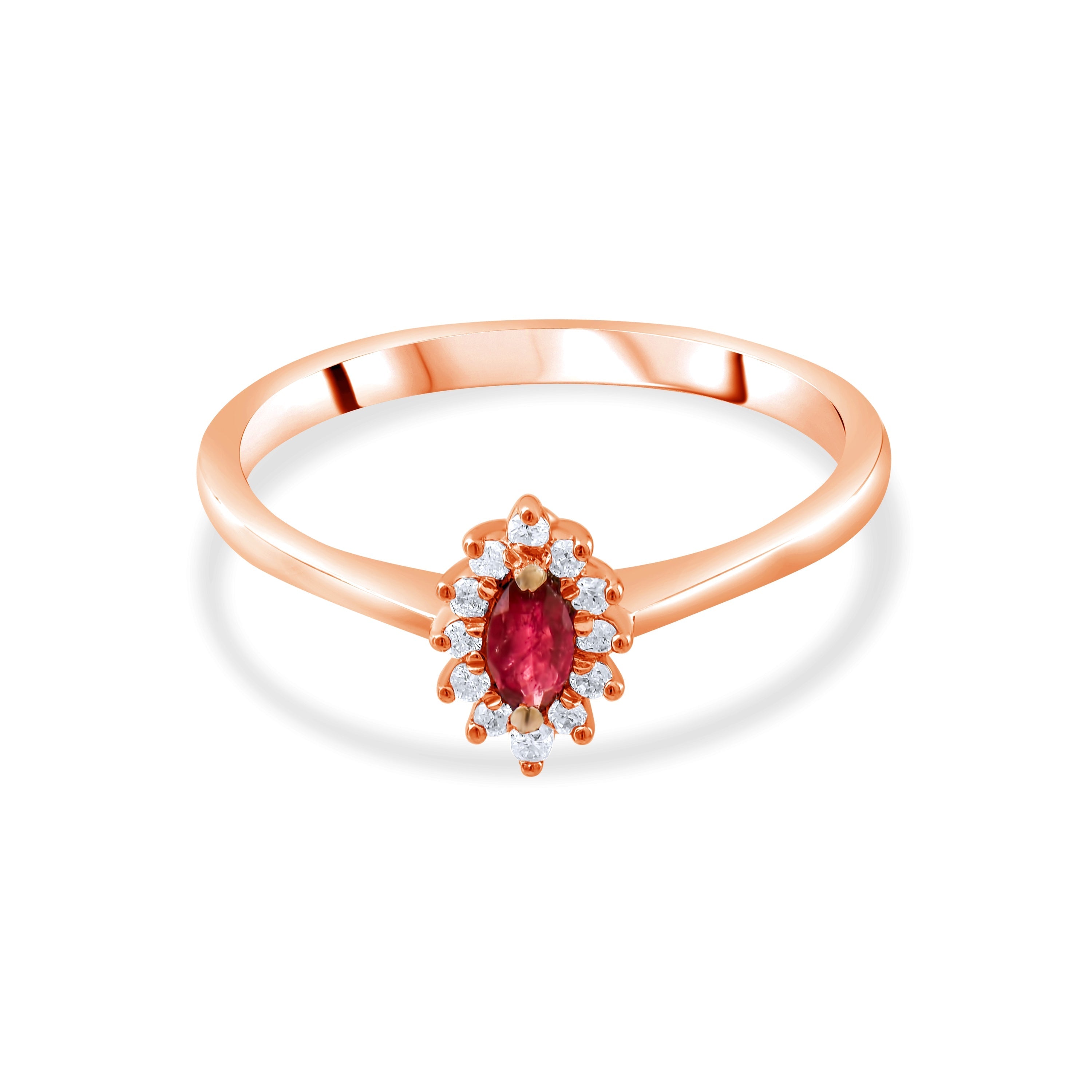 0.23 Carat Natural Diamond and Ruby Ring – Fine Jewelry Design - Gold Stone Diamond