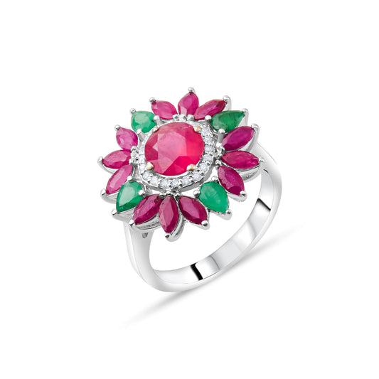 5.22 Carat Natural Diamond and Ruby Ring – Fine Jewelry Design - Gold Stone Diamond