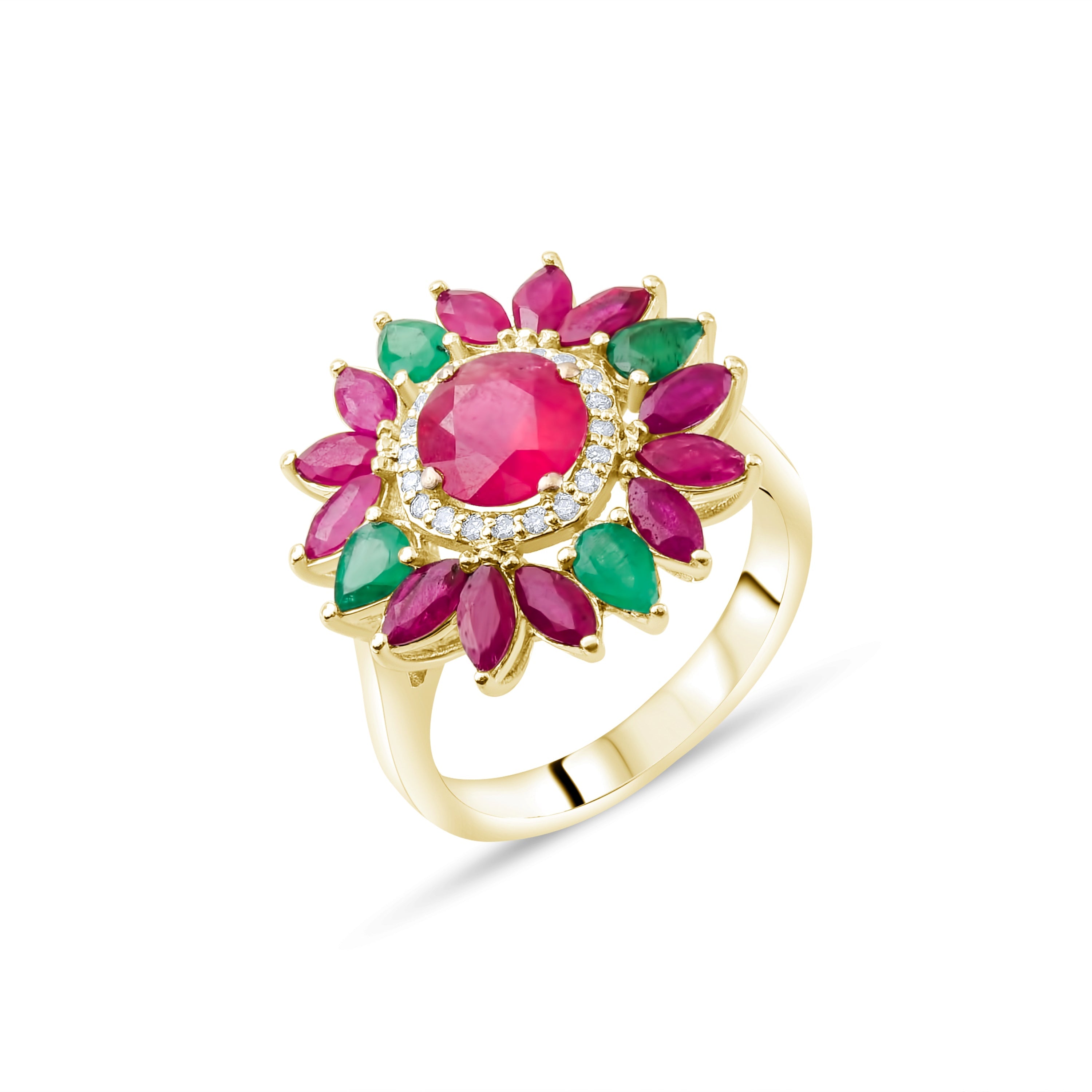 5.22 Carat Natural Diamond and Ruby Ring – Fine Jewelry Design - Gold Stone Diamond
