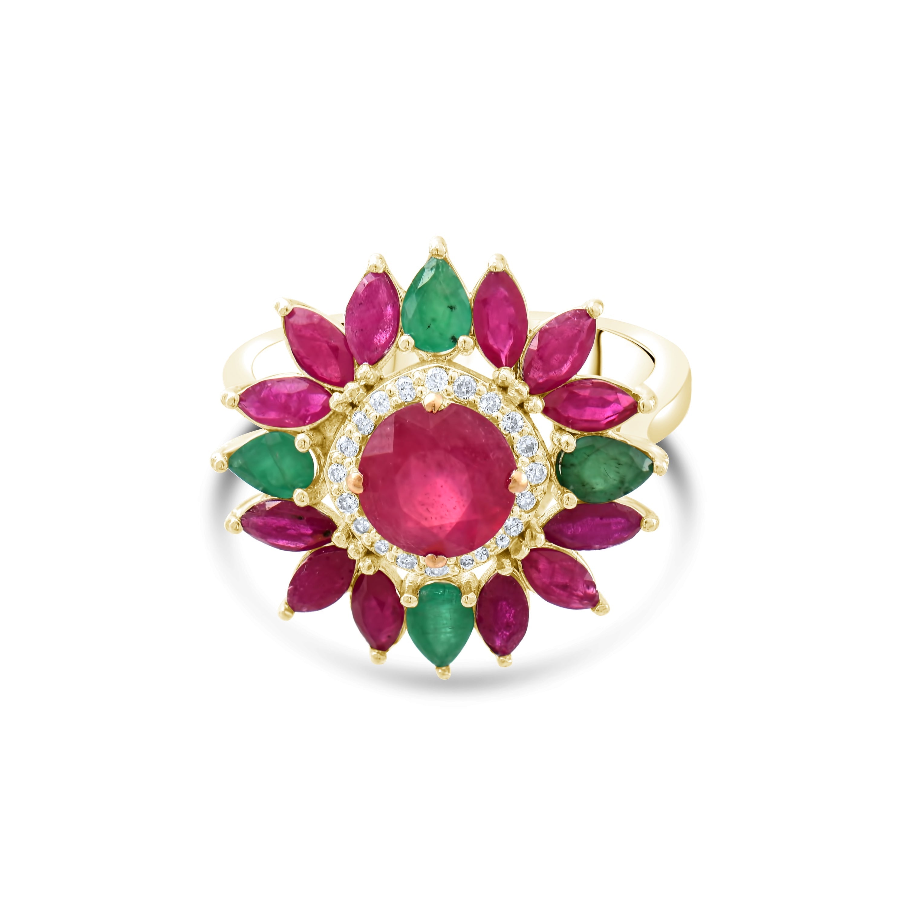 5.22 Carat Natural Diamond and Ruby Ring – Fine Jewelry Design - Gold Stone Diamond