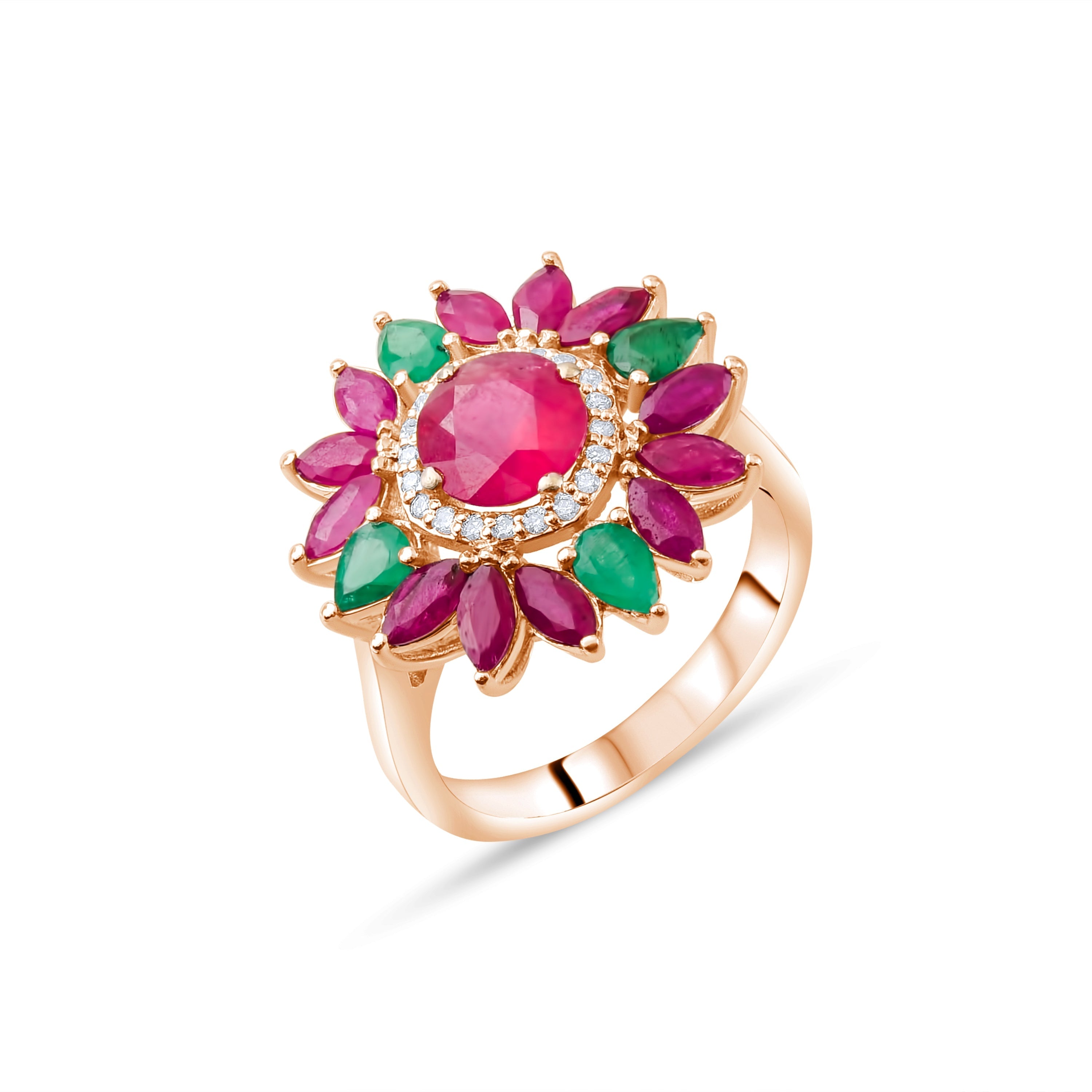 5.22 Carat Natural Diamond and Ruby Ring – Fine Jewelry Design - Gold Stone Diamond