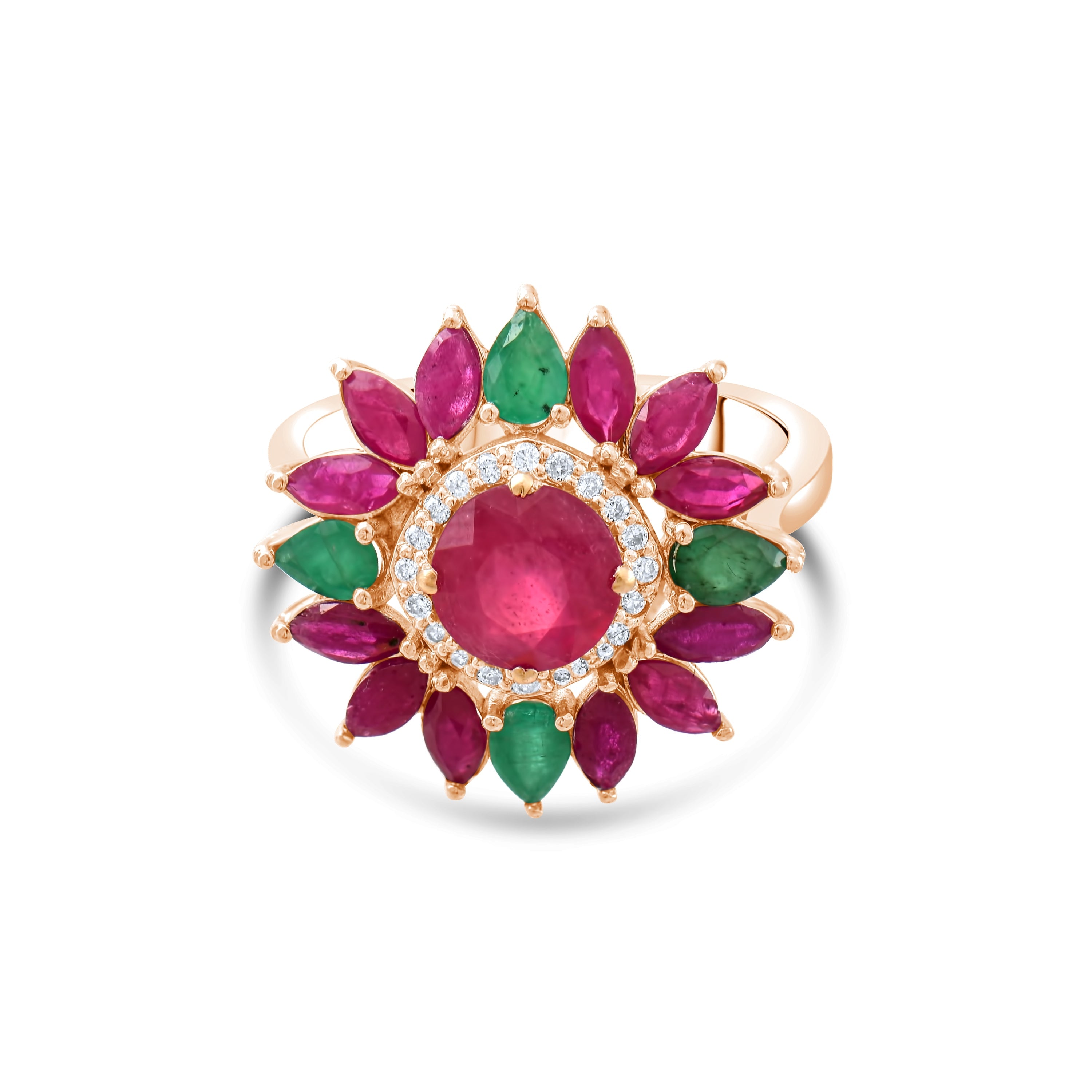 5.22 Carat Natural Diamond and Ruby Ring – Fine Jewelry Design - Gold Stone Diamond
