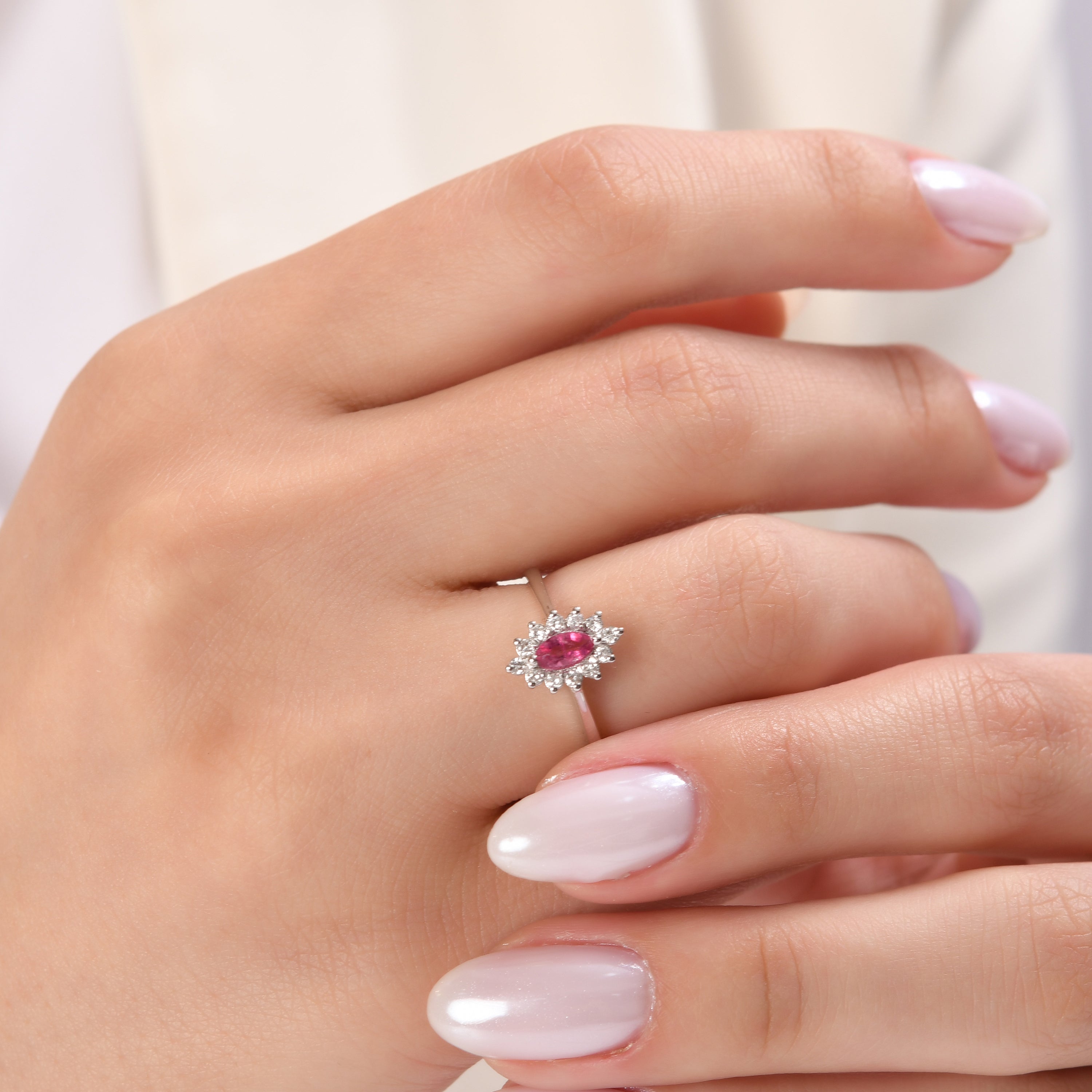 0.31 Carat Natural Diamond and Ruby Ring – Elegant Fine Jewelry Design - Gold Stone Diamond
