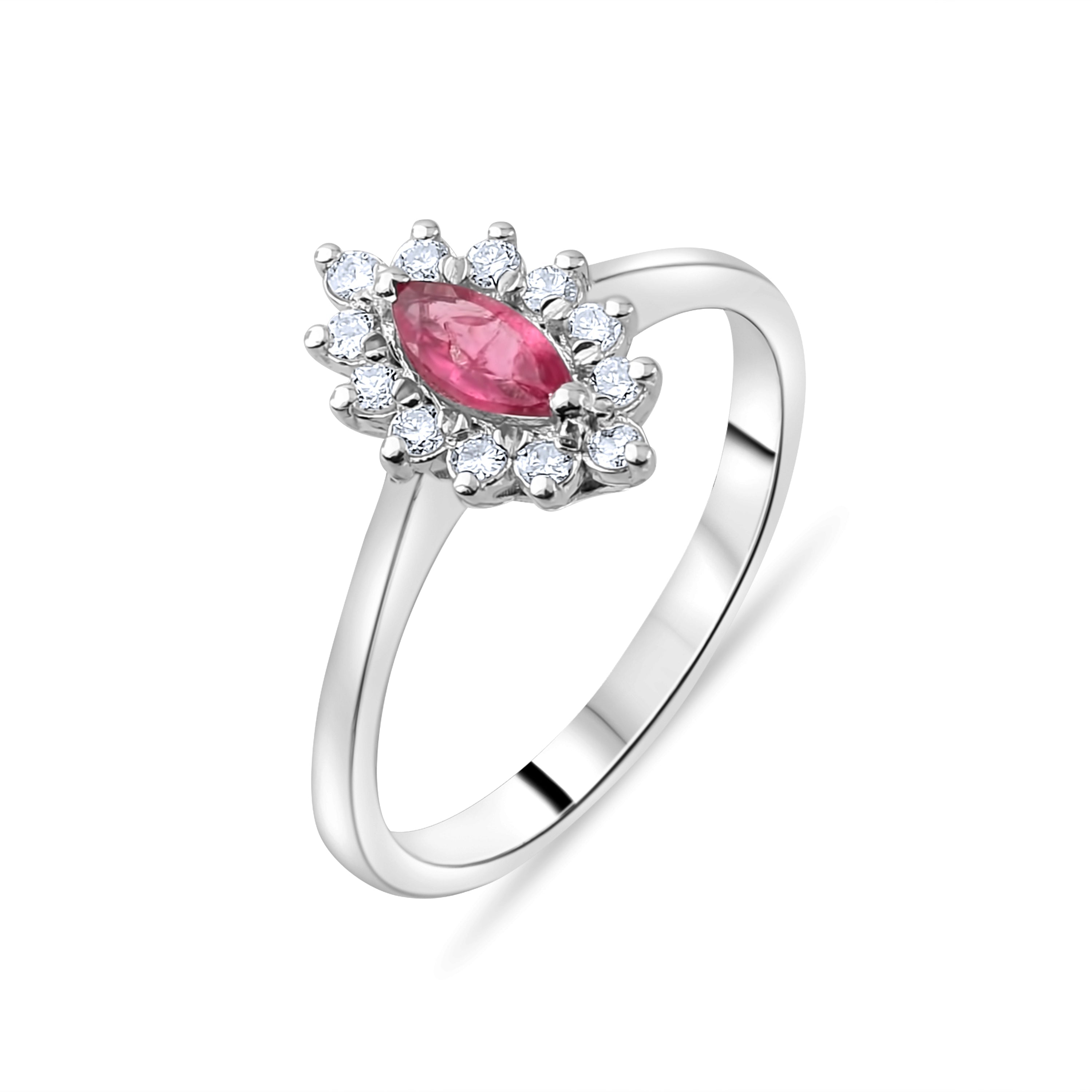 0.31 Carat Natural Diamond and Ruby Ring – Elegant Fine Jewelry Design - Gold Stone Diamond