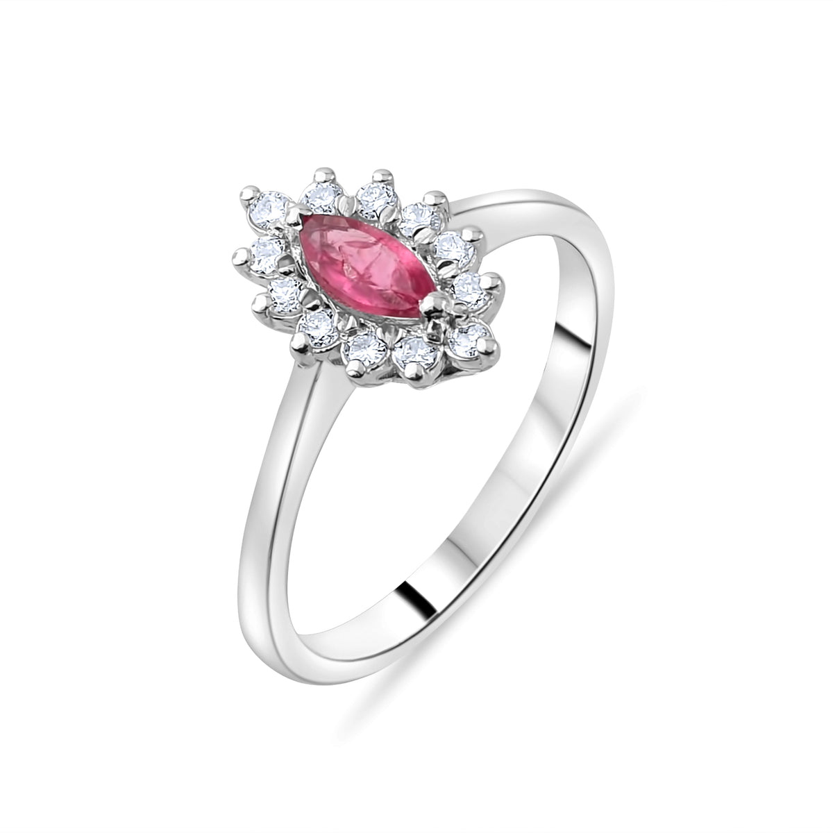 0.31 Carat Natural Diamond and Ruby Ring – Elegant Fine Jewelry Design - Gold Stone Diamond