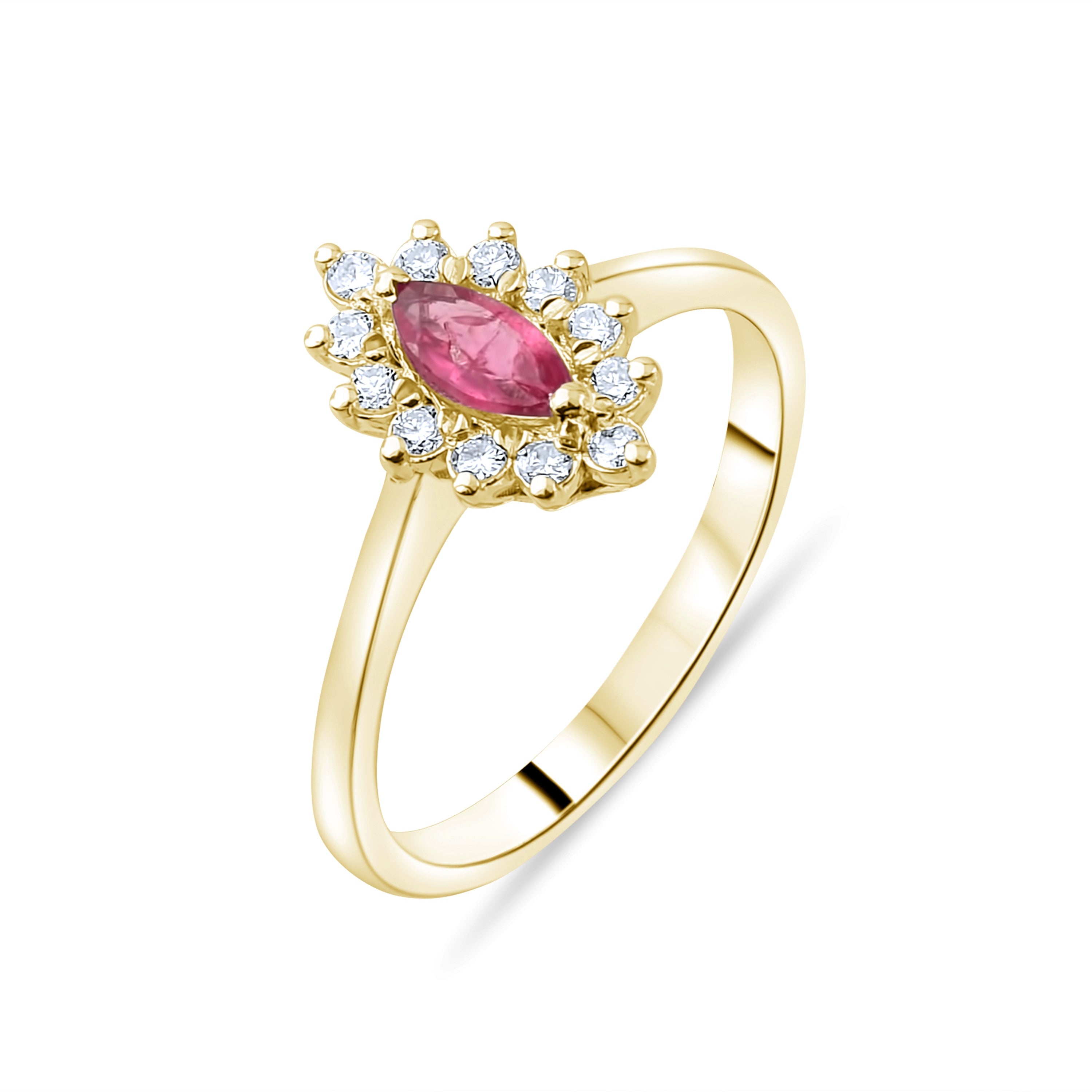 0.31 Carat Natural Diamond and Ruby Ring – Elegant Fine Jewelry Design - Gold Stone Diamond
