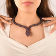 69 Carat Natural Amethyst Snake Necklace – Elegant Fine Jewelry Design - Gold Stone Diamond
