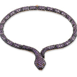 69 Carat Natural Amethyst Snake Necklace – Elegant Fine Jewelry Design - Gold Stone Diamond