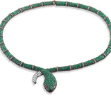 28.42 Carat Natural Diamond and Emerald Snake Necklace – Fine Jewelry Design - Gold Stone Diamond