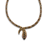 44.40 Carat Natural Diamond and Citrine Snake Necklace – Fine Jewelry Design - Gold Stone Diamond