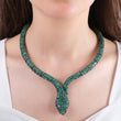 129.20 Carat Natural Diamond and Emerald Snake Necklace – Fine Jewelry Design - Gold Stone Diamond