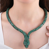 129.20 Carat Natural Diamond and Emerald Snake Necklace – Fine Jewelry Design - Gold Stone Diamond