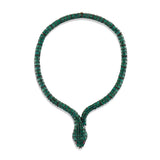 129.20 Carat Natural Diamond and Emerald Snake Necklace – Fine Jewelry Design - Gold Stone Diamond