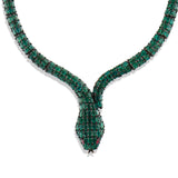 129.20 Carat Natural Diamond and Emerald Snake Necklace – Fine Jewelry Design - Gold Stone Diamond